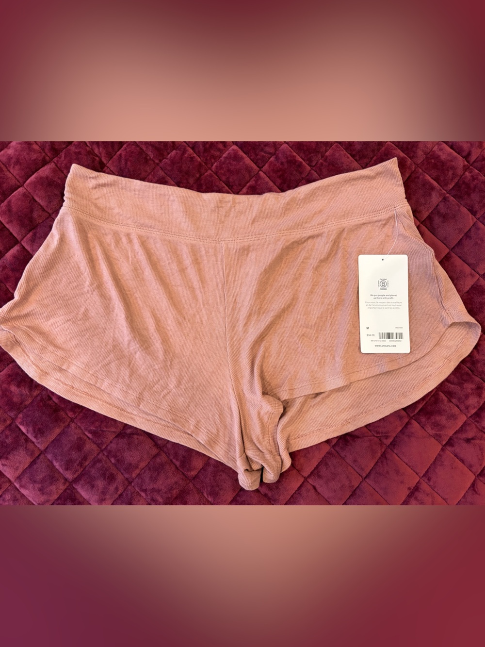 Athleta Ribbed Lounge Shorts in Dusty Rose